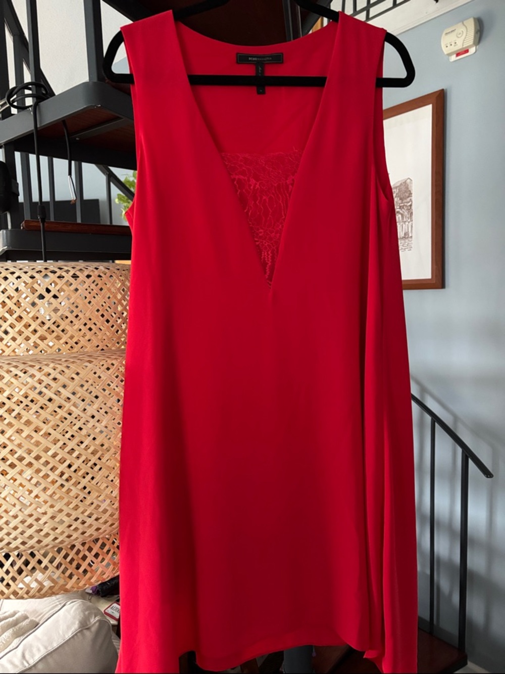 BCBGMaxAzria Vibrant Red Dress with Black Trim